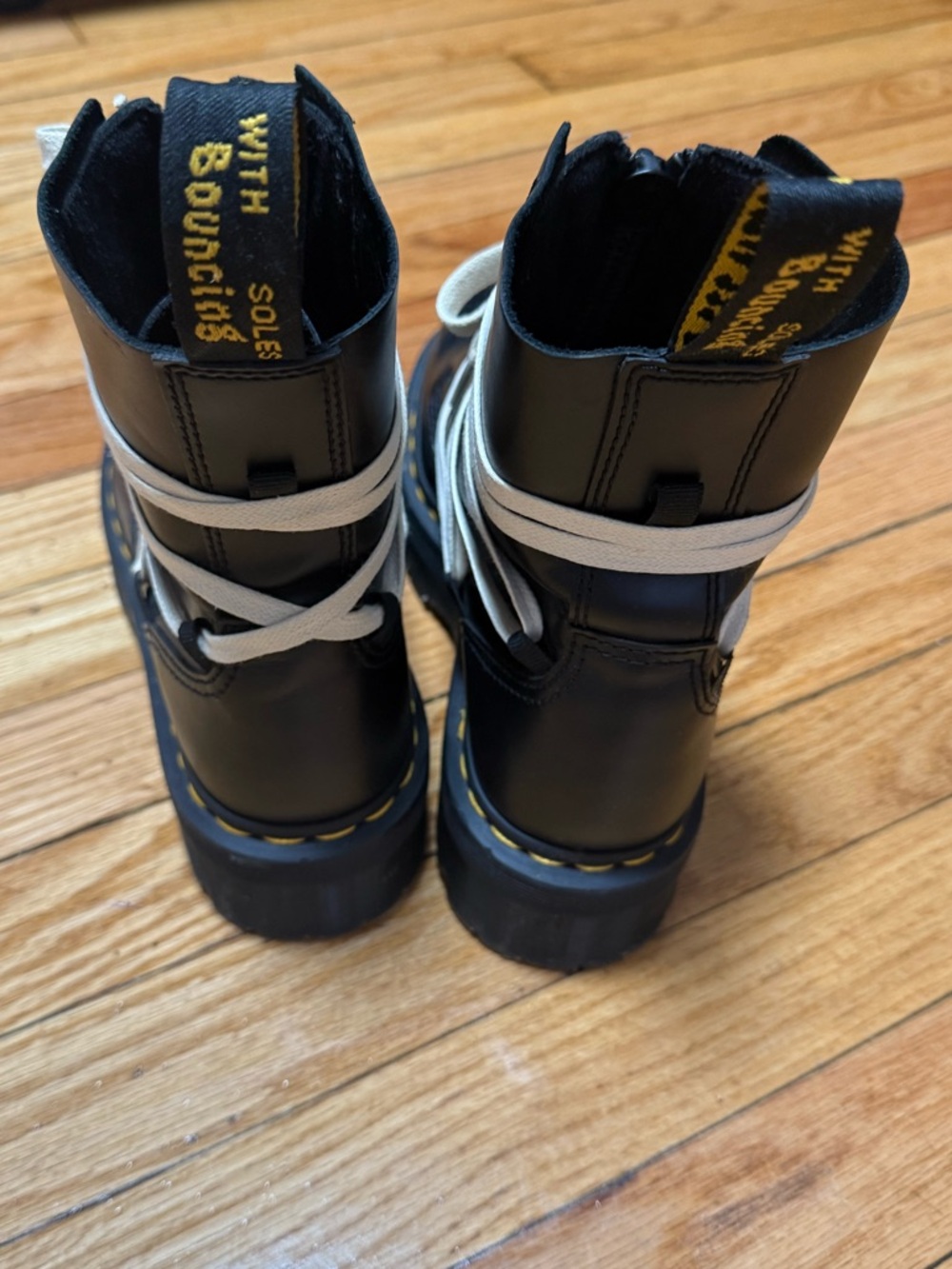 Dr. Martens Black Leather Combat Boots – Zip Front / Platform Style - Picture 5 of 7